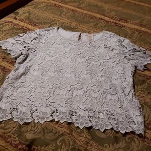 Grey Lace Top